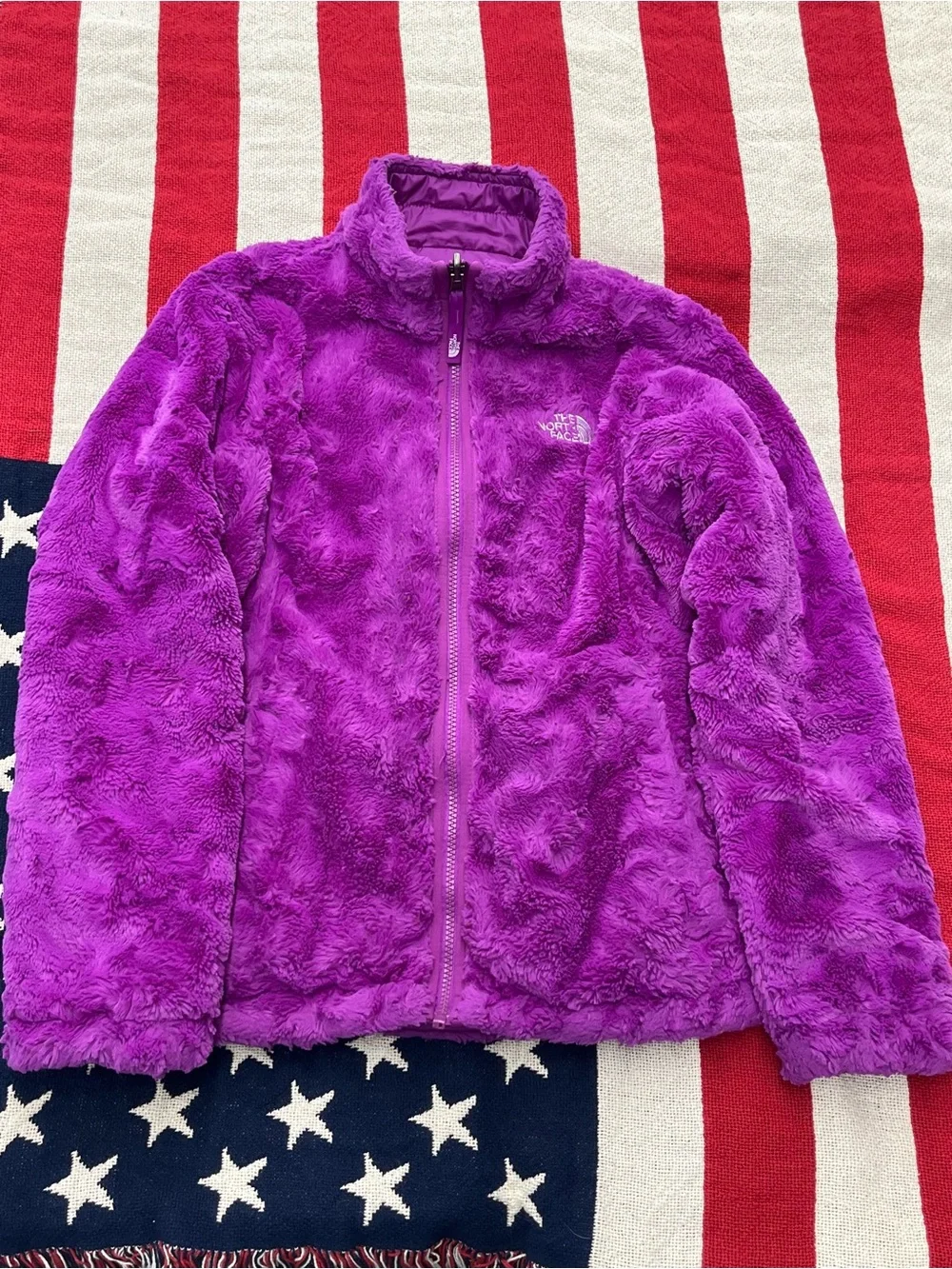 The North Face Girls' Reversible Purple Puffer Jacket Size Large 14/16